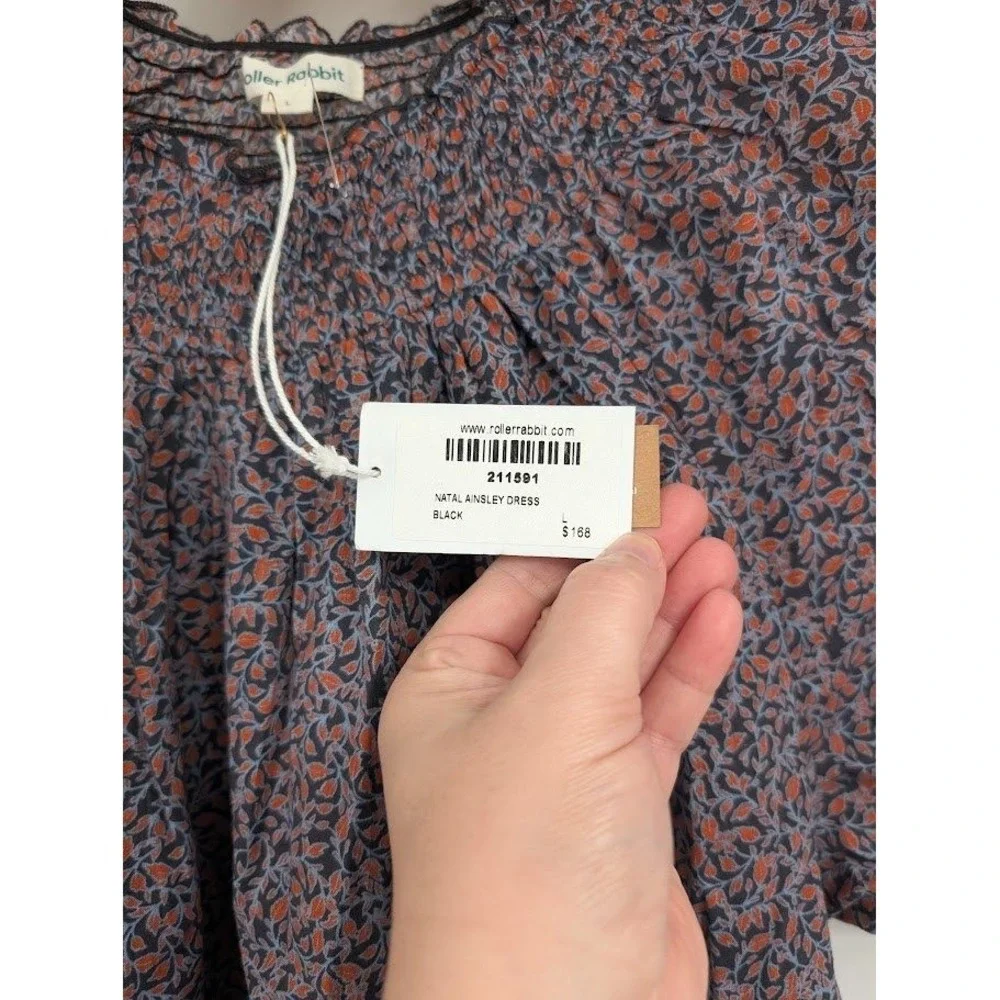 Roller Rabbit‎ NWT Women's Natal Ainsley Dress Floral Puff Sleeve sz L